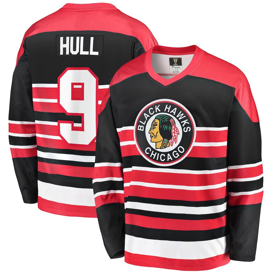 Men Chicago Blackhawks #9 Bobby Hull Fanatics Branded Red Premier Breakaway Retired Player NHL Jersey->chicago blackhawks->NHL Jersey